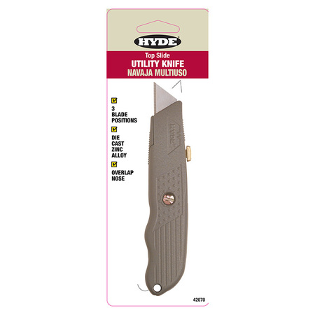 HYDE Top Slide Utility Knife w/ 1 Blade 42070